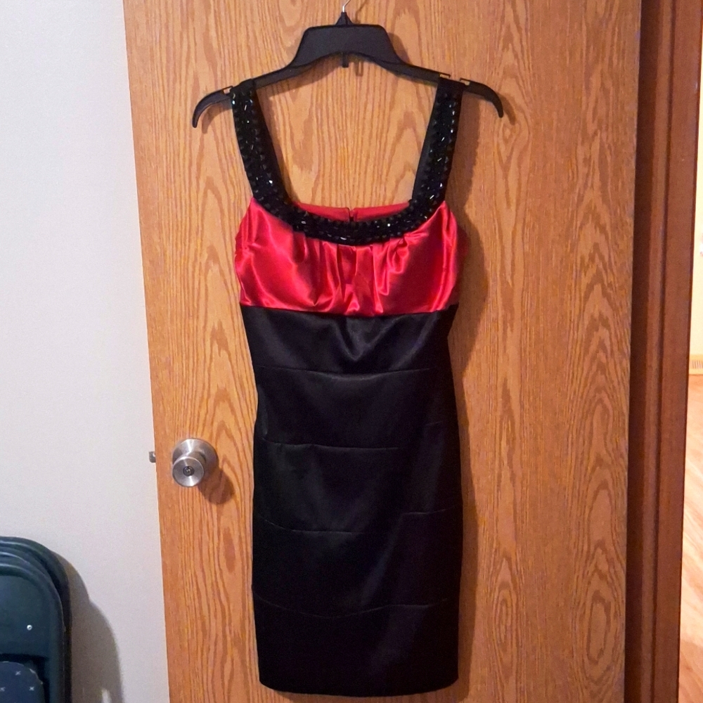 Black and red party dress.